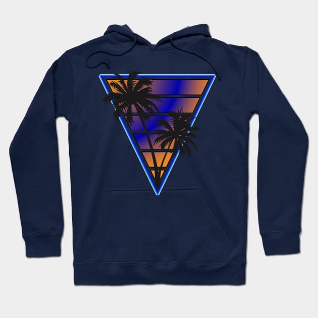 Retrowave style palm tree sunset Indigo wave Hoodie by Brobocop